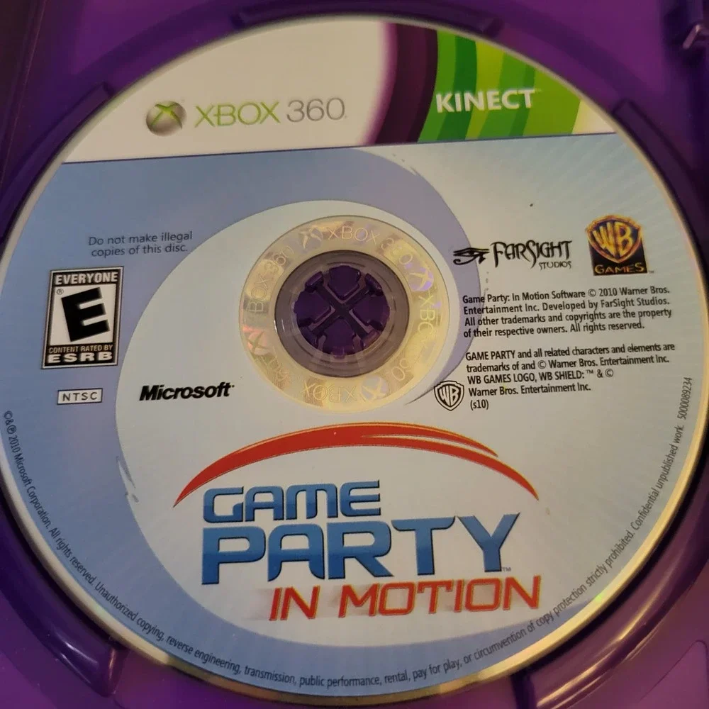 Game Party in Motion XBOX 360 KINECT WB games Arcade Games Complete w/ Manual
